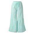 thumbnail image 4 of Sngxgn Women's Solid Color Loose Casual Drawstring Elastic Waist Cropped Pants(Light Blue,XL), 4 of 6