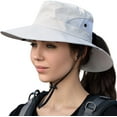 thumbnail image 1 of Womens Summer Sun Hat Beach Hats Wide Brim Outdoor UV Protection Hat Foldable Ponytail Bucket Cap, 1 of 5