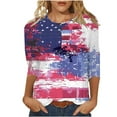 thumbnail image 4 of Elvqul American Flag T Shirts for Women Patriotic Tops Independence Day Crew Neck Fourth of July Star Womens Blouses, 4 of 5