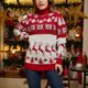 thumbnail image 5 of Gibobby Sudadera de Navidad para mujer Suéter navideño para mujer, suéter informal con diseño de árbol de Navidad, suéter con cuello y tema navideño(Rojo,XG), 5 of 5