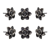 Perilla Home Set of 6 Floral Silver Metal Knobs Pull And Push For Handles Cabinet Door Home Interior Decorative Knobs for Home Kitchen Cupboard Bedroom Dresser Wardrobe Drawer Pulls