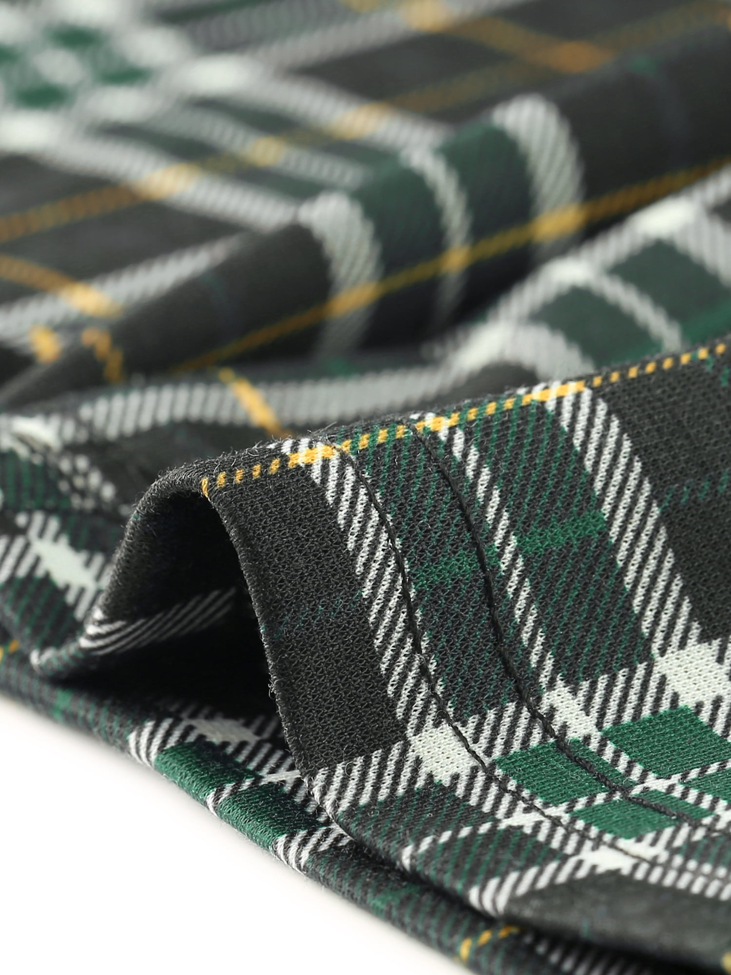 DARING DIVA Women's Tartan Plaid Pants Elastic Waist Straight Trousers L Green White