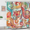 thumbnail image 3 of Boho Mandala Indian Shower Curtain for Bathroom Decor 72Wx72H Teal Bohemian Paisley Orange Floral Yoga Tribal Flower Art Printed Fabric Polyester Waterproof 12 Pack Plastic Hooks, 3 of 6