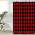 thumbnail image 5 of Black Red Shower Curtain, 36" x 72", Buffalo Plaid Checked Waterproof Bathroom Curtain Washable Shower Curtain Set with 12 Hooks, 5 of 6