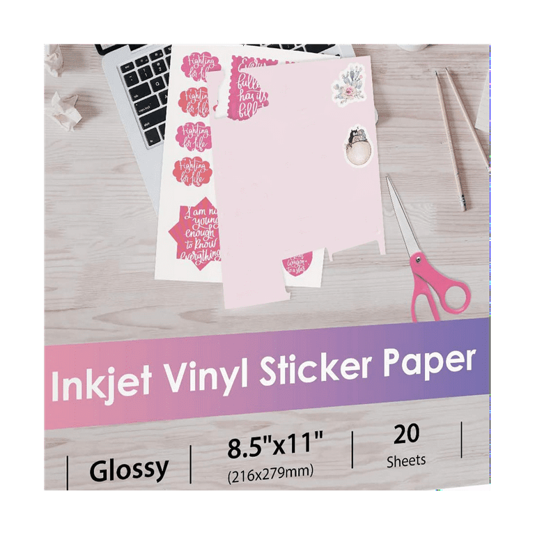 24 Sheets Vinyl Sticker Paper For Inkjet Printer - Printable Glossy Sticker  Paper And Holographic L
