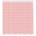 thumbnail image 3 of Vintage Shower Curtain, Ornamental Design of Swirled Floral Pattern with Dotted Lines on Coral Backdrop, Fabric Bathroom Set with Hooks, 69W X 84L Inches Extra Long, Coral White, by Ambesonne, 3 of 3