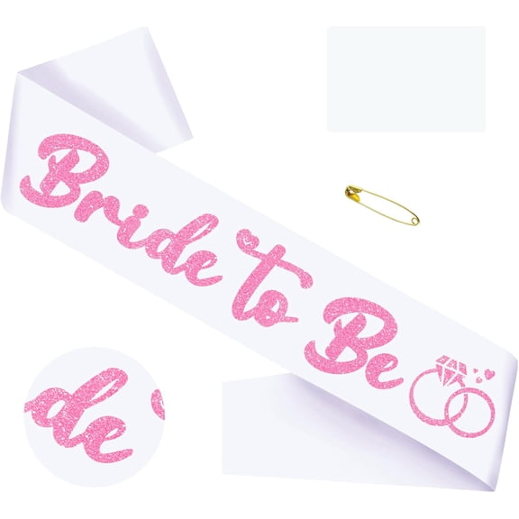 1 pcs Bride to Be Sash, Bachelorette Party Sashes Decorations for Hen Party Bridal Shower Engagement Wedding Party, Glitter Pink White Sash for Bride - Bachelorette Favor