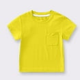 thumbnail image 4 of Big Kid Unisex Kid's Boys Girls Basic Short Sleeve Solid Color T Shirts Pocket Tee Crew Neck Shirt Toddler Thermal Shirt Shirts for Boys Size 8 Kid Tee Basketball Teen Boy Short 10-11 Years Yellow, 4 of 4
