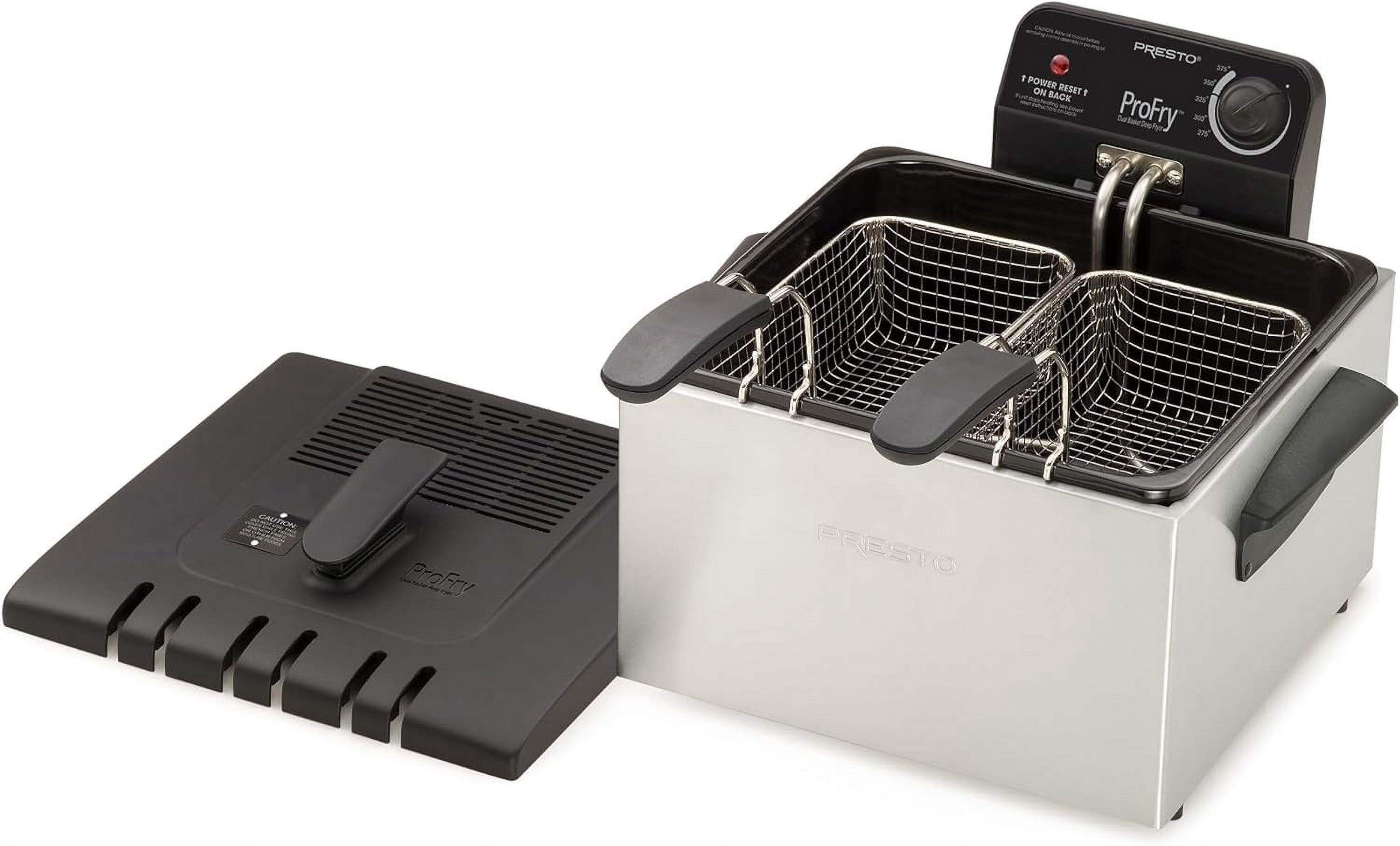Presto Stainless Steel Dual Basket Pro Fry Immersion Element Deep Fryer