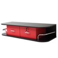 Black and Red Wall Mounted Barber Station with Locking Drawer Stylish Beauty Table for Salon