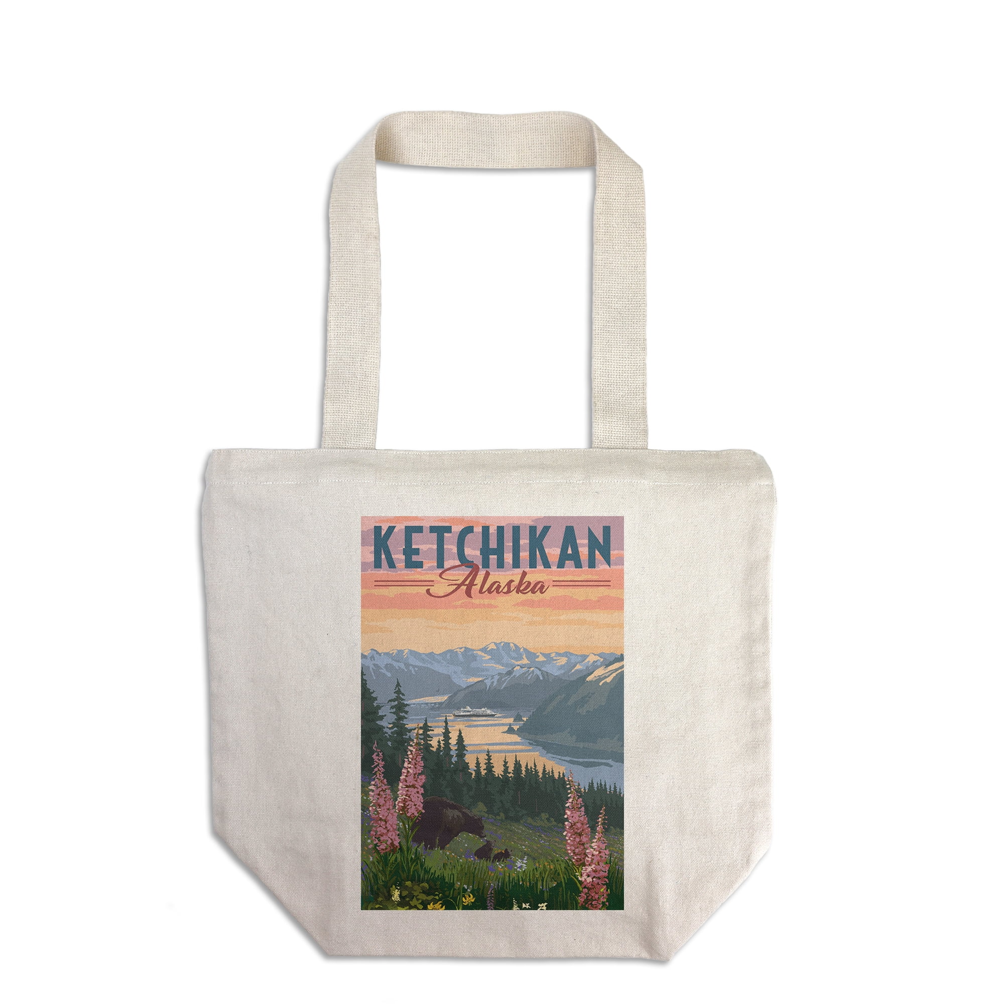 Ketchikan, Alaska, Inside Passage, Bear and Spring Flowers (100 Cotton