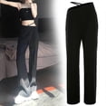 thumbnail image 3 of Women's Pants with High Waist Casual Loose Straight Leg Solid Color for Spring and Summer New, 3 of 5