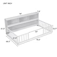 thumbnail image 5 of Bellemave Twin Size Floor Bed Frame with Fence and Bookcase Wood Floor Bed Low Montessori Bed Frame with Storage Shelves (Twin, White), 5 of 11