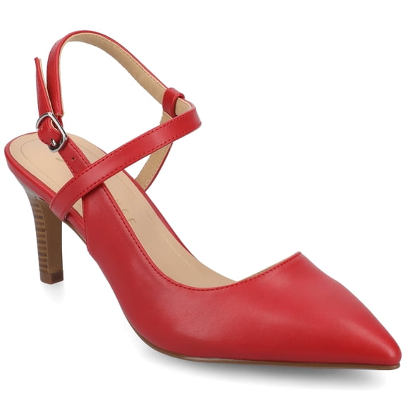Journee Womens Scipio Crossover Ankle Strap Pointed Toe Pumps, Widths Available
