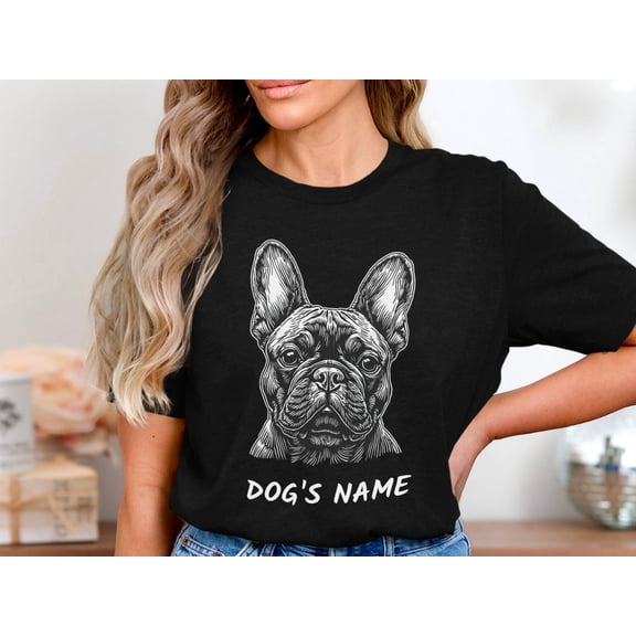 BANJOJO French Bulldog Custom Shirt, Personalized Dog T-Shirt, Dog Name Shirt For Dog Lovers, Dog Mom Gift, Custom Pet Portrait Tee
