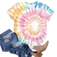 thumbnail image 4 of Mifsaly Tie-Dye Cotton T-Shirt for Women Short Sleeve Crew Neck Casual Summer Tops Colorful Print Lightweight Breathable Casual Blouse XXL, 4 of 6