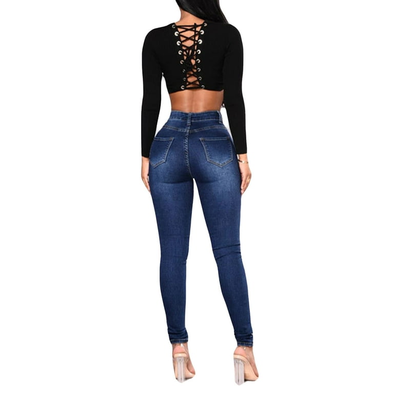 WR.UP® wide cropped leg push-up denim jersey and high waist