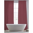 thumbnail image 5 of Red Solid Color Sheer Curtains 84 Inch Length 2 Panels Set Window Treatments, Aesthetics Contemporary Luxury Rod Pocket Semi Curtains for Living Room/Bedroom/Kitchen Décor, 104"W x 84"L, 5 of 7