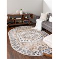thumbnail image 2 of Unique Loom Oxford Medallion Border Rug 8' x 10' Oval Beige/Ivory, 2 of 2