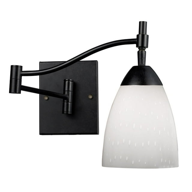 Applique à Bras Oscillant Celina 1 Lumière en Rouille Foncée et Verre Blanc Simple