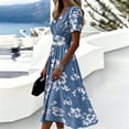 thumbnail image 4 of Summer Dresses for Women 2026 Wrap V Neck Sundress Short Sleeve Vacation Beach Dress Casual Loose A-Line Knee Length Swing Dress, 4 of 7