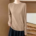 thumbnail image 2 of yillto Women Long Sleeve Shirts Basic Crewneck Lightweight Tees Solid Color Casual Loose Tshirts Tops, 2 of 5