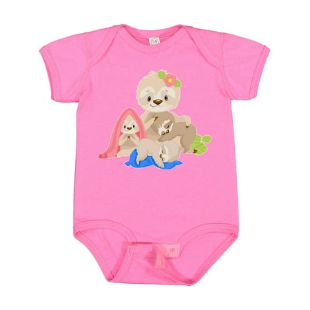 

Inktastic Sloth Mom with 3 Baby Sloths Boys or Girls Baby Bodysuit