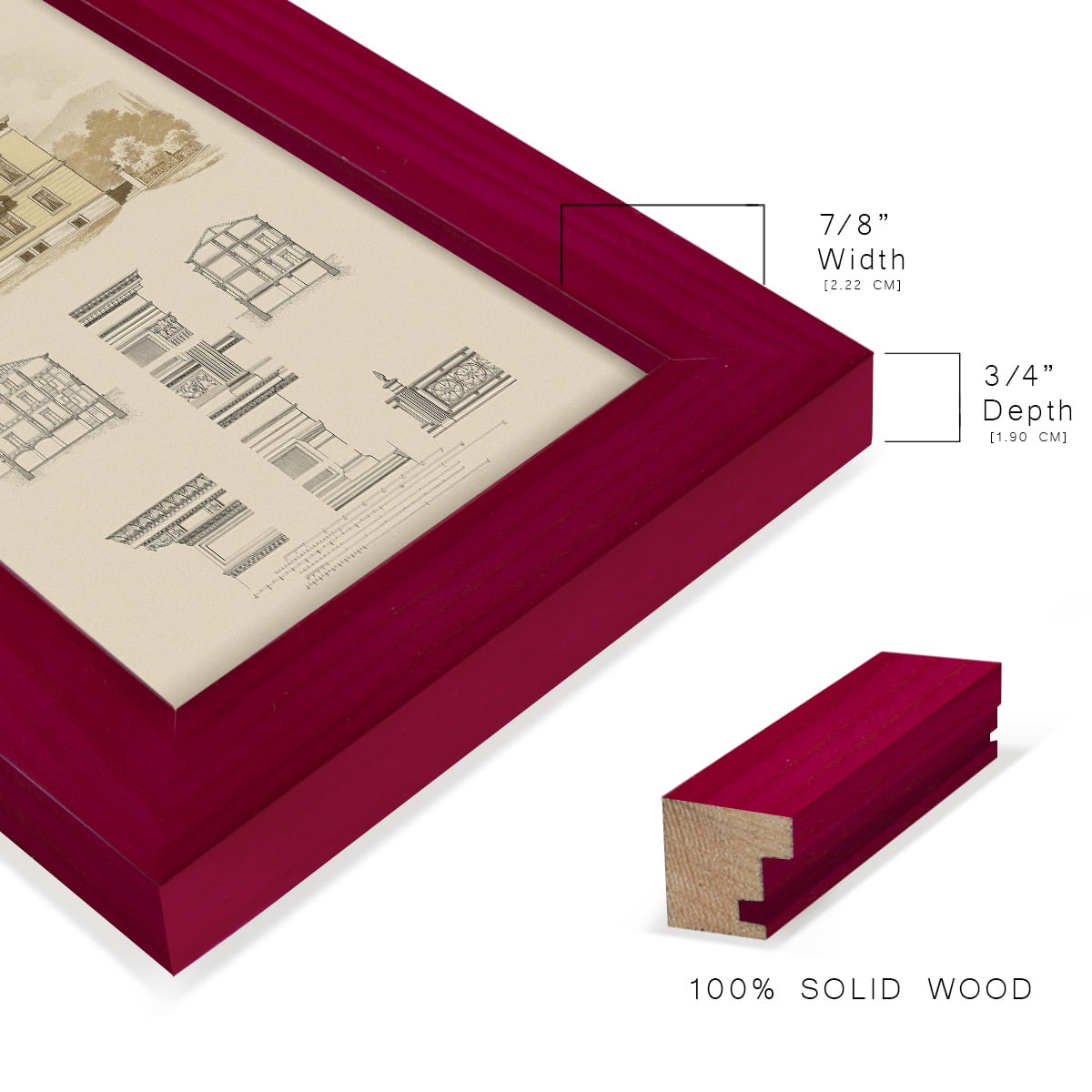 Estate and Plan II -Framed Print w/glass-Cherry Red