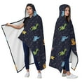 thumbnail image 2 of Wearable Blanket,DarkBlue Dinosaurs in Space Pattern Hooded Wearable Flannel Blanket for Adults & Teens,Winter Poncho Shawl Wrap Cape Cozy Anti-Pill,60"x80", 2 of 5