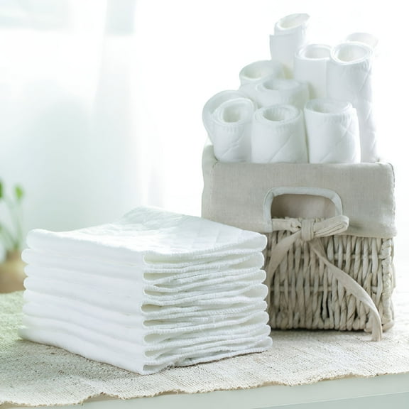 TELOLY 10pcs 3-Ply Cloth Diapers Reusable Washable Baby Diaper Clothes Cotton Diapers for Newborn Baby 32x12CM