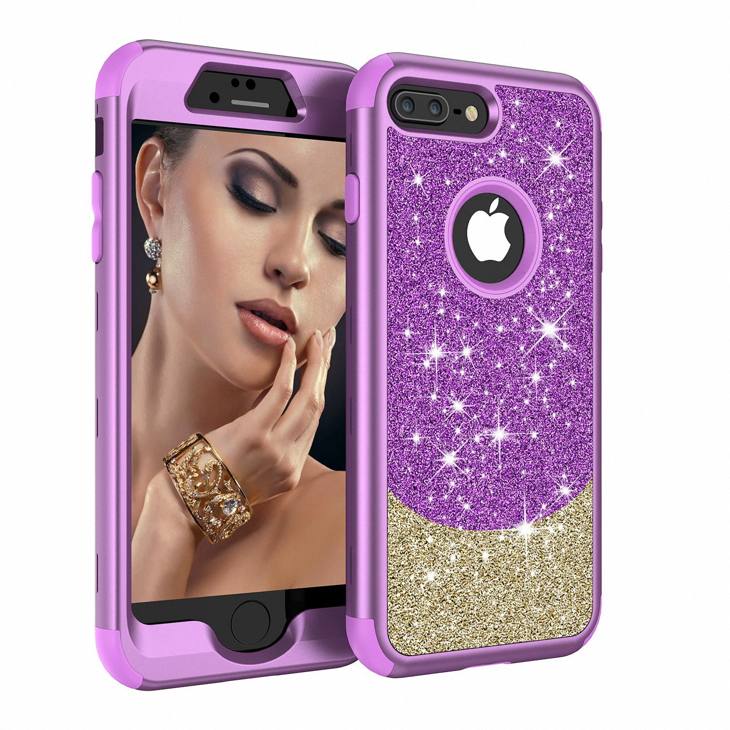 iPhone 8 Plus Case, iPhone 7 Plus Case, Allytech Dual Layer Glitter