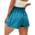 thumbnail image 3 of Casual Cotton Linen Shorts for Women Drawstring Elastic Waist Short Hot Pants With Pockets Ladies Wide Leg Loungewear Short Pants, 3 of 5