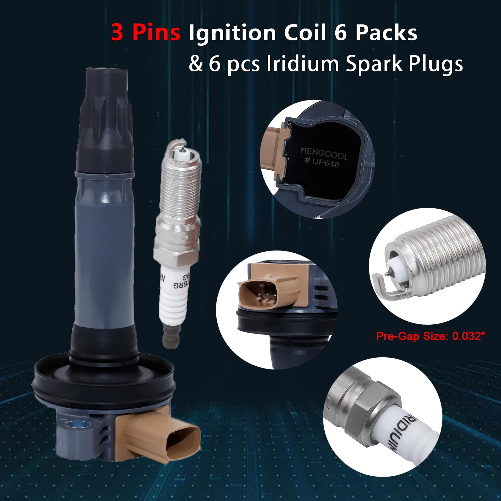 HENGCOOL Set of 6 Ignition Coil Packs & Spark Plugs Kit UF646 Compatible with Ford & Lincoln V6 3.5L Ecoboost 2011-2016 F-150, Flex, Expedition, Explorer, Taurus, Transit 150 BL3Z-12029-C DG549