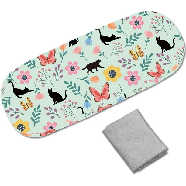 Estuche rígido de cuero para gafas Black Cat, funda delgada y portátil, con tapa tipo concha, funda protectora y paño de limpieza.