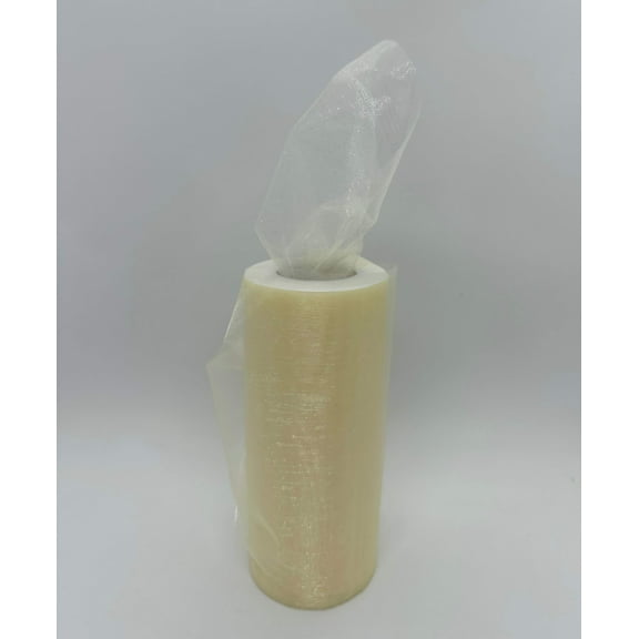 6" x 25 Yards Wide Sheer Organza Ribbon Fabric Roll Ivory