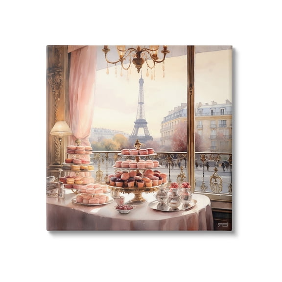 Stupell Industries Parisian Desserts City View Food & Beverage Painting Gallery Wrapped Canvas Art Print Wall Art, 17 x 17