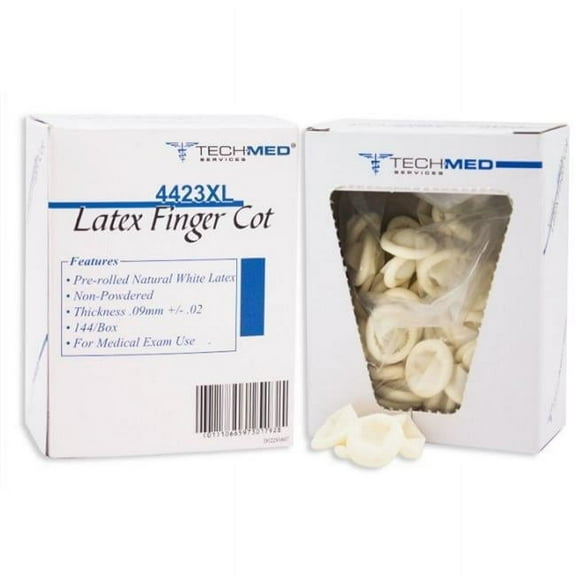 Tech Med 4423XL Pre Rolled Latex Finger Cot, Extra Large