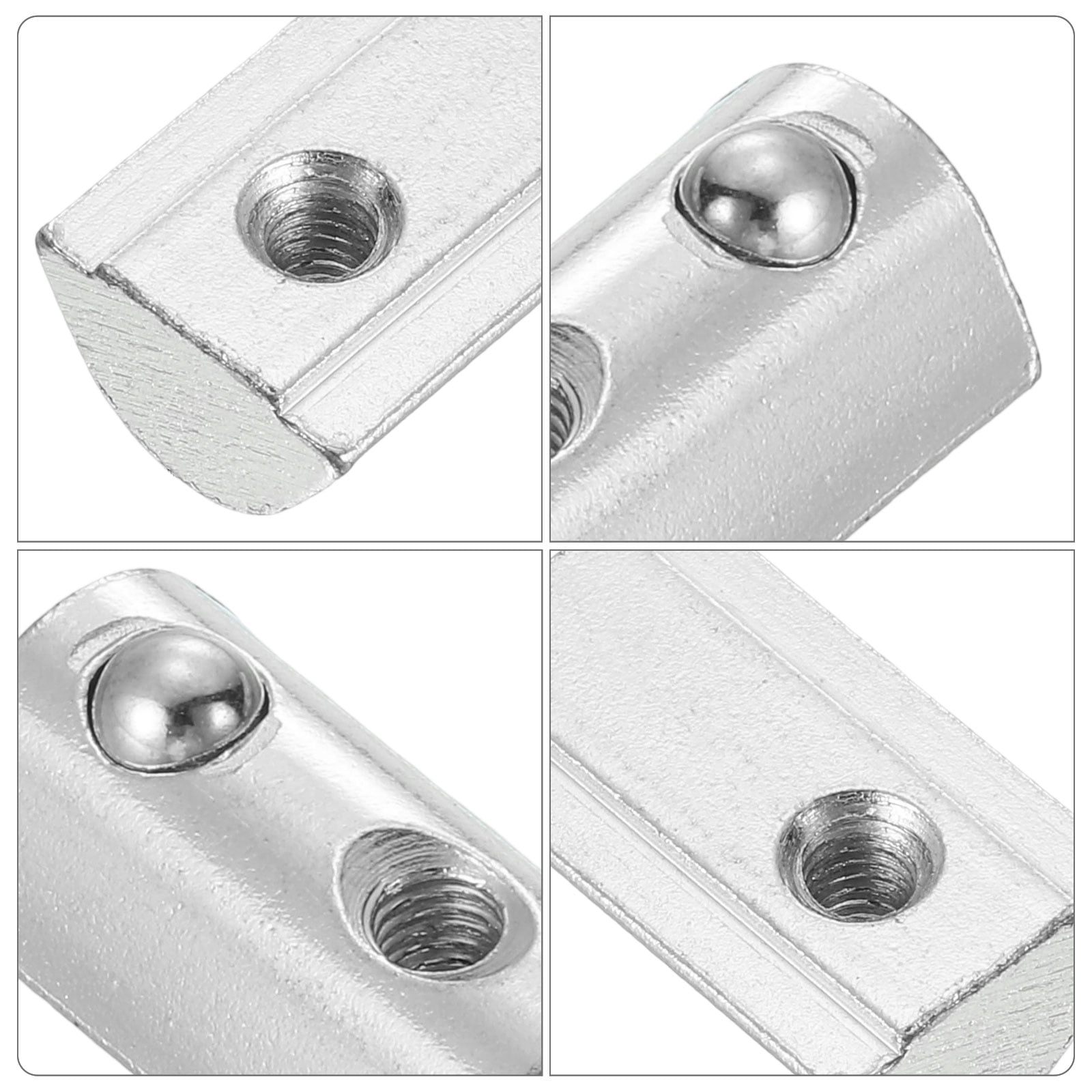 Uxcell M4 T Spring Nut, 50 Pack 4040 Series Half Round Roll in Spring Nut, Carbon Steel Nickel Plated Roll Ball Elastic Nut with Slot 8mm for 4040 Series Aluminum Extrusion Profile