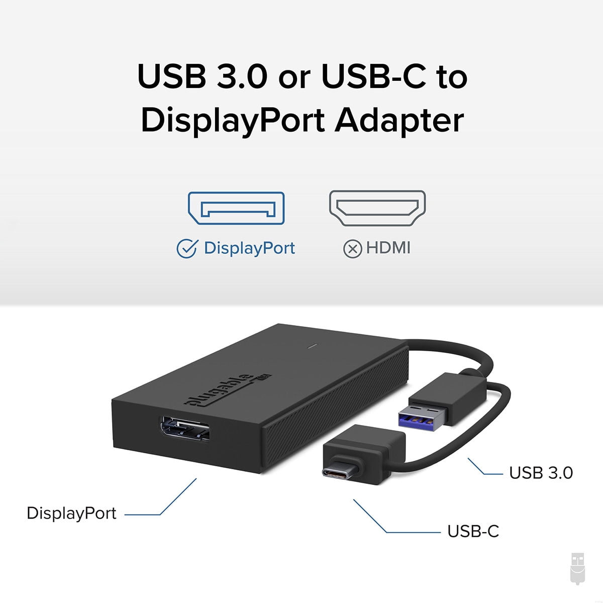 Plugable USB C to DisplayPort Adapter, Universal Video Graphics Adapter for USB 3.0 and USB-C Macs and Windows