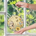 thumbnail image 6 of Bee Hive With Butterflies Suncatcher, Stained Glass Style UV Printed Glass, Summer Nature Garden Gift, Round, 6 of 8