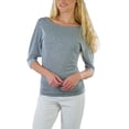 thumbnail image 4 of ToBeInStyle Women's Bow-Back 3/4 Sleeve Top with Side Shirring, 4 of 7