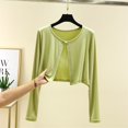 thumbnail image 2 of Womens Spring Summer Shirts Thin Short Jacket Long Sleeve Thin Cardigan Plus Size for Slimming with Camisole Buckle Shawl Shirts for Women, 2 of 4