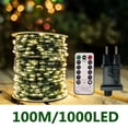 thumbnail image 2 of Guirnalda de luces LED de 100 m con alambre verde de hadas para exteriores, luces navideñas, guirnalda de árbol para Año Nuevo, decoración de fiestas en casa, bodas y calles, 2 of 5