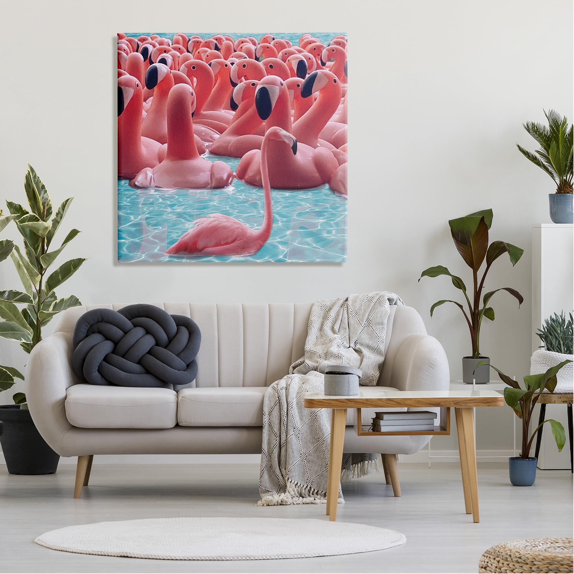 Stupell Industries Fun Flamingo Pool Toys Animals & Insects Painting Gallery Wrapped Canvas Art Print Wall Art, 36 x 36