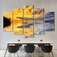 thumbnail image 5 of View Poster, Sea View Art, Oil Painting Print, Abstract Seascape Painting, Sunset Landscape Canvas Art, Boat Wall Decor, Canvas Wall Decor - Natural Framed, 5 of 9