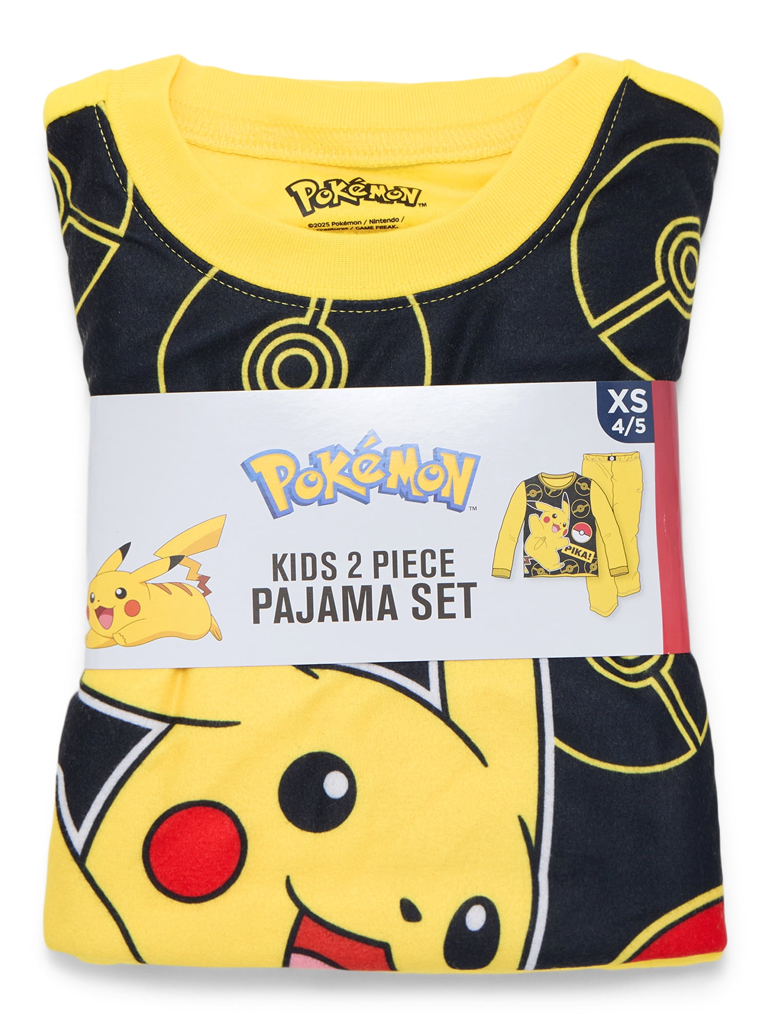 Pokémon Boys Pikachu Long Sleeve Top and Pants Pajama Set, 2-Piece, Sizes 4-16