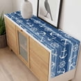 thumbnail image 3 of Navy Blue Anchor Nautical Cotton Linen Rectangle Table Runners 13"x60", Coastal Rudder Beach Coffee Table Runner Dresser Scarves Luxury Table Runners for Wedding Party Banquet Dinner Decor, 3 of 8