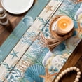 thumbnail image 3 of Vintage Blue Coastal Table Runner 70 Inches, Summer Beach Starfish Shell Coral Nautical Bed Runner Dresser Scarves Tabletop for Indoor Outdoor Parties/Ceremony/Banquet, 13" x 70", 3 of 8