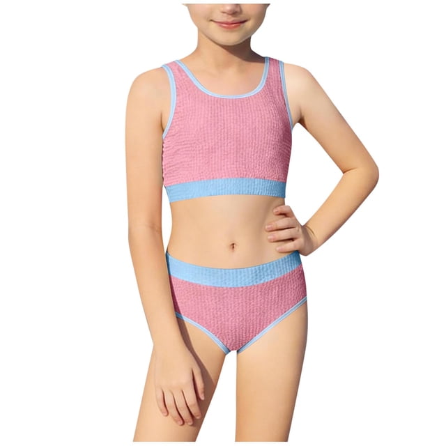 Maillot de Bain pour Garçons Manches Longues Col Rond Combinaison anti-UV Bleu Polyester