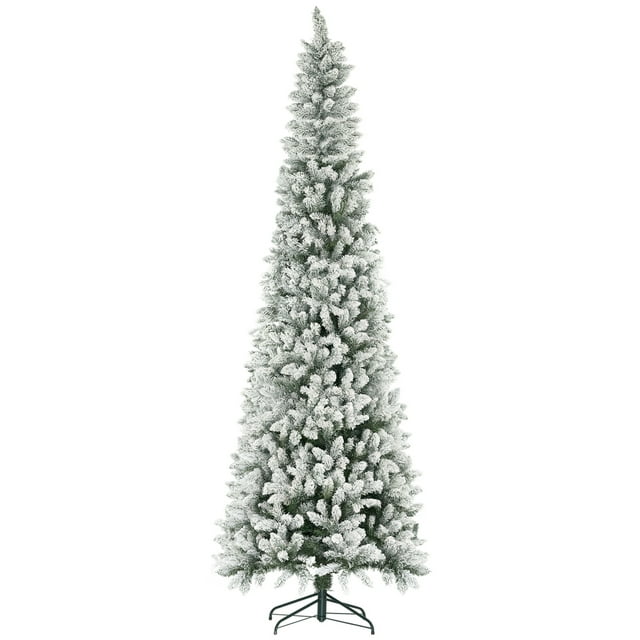 HOMCOM Arbre de Noël Artificiel en Forme de Crayon de 9 Pieds avec Base en Acier, Vert